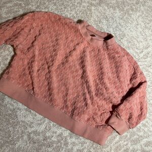Rylee + Cru 2/3 Terry check salmon pink sweatshirt
